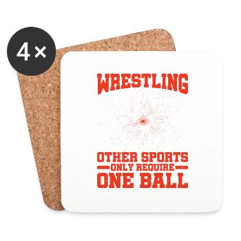 Lutte Autres sports ne nécessitent qu’une balle 3 - Dessous de verre (lot de 4) - blanc - Devant