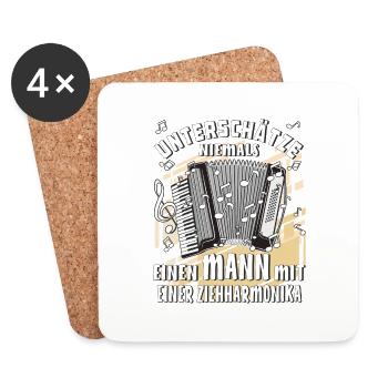UNTERSCHÄTZE NIEMALS EINEN MANN MIT EINER ZIEH - Untersetzer (4er-Set) - Weiß - Vorne