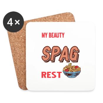 Spag Solves The Rest Of My Problems Funny T-Shirt - Untersetzer (4er-Set) - Weiß - Vorne