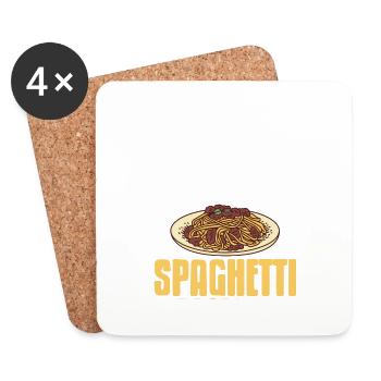 Here Because I Was Told There Would Be Spaghetti - Coasters (set of 4) - white - Front