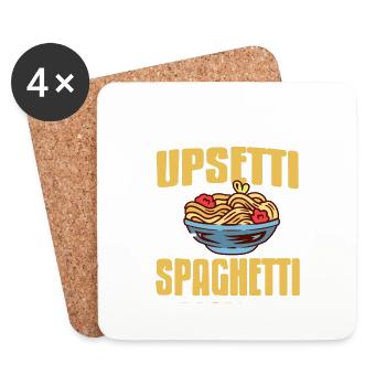 Less UPSETTI More SPAGHETTI Retro Funny Spag Lover - Untersetzer (4er-Set) - Weiß - Vorne