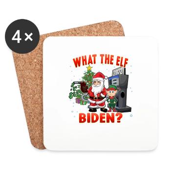 Christmas Humor What the Elf Biden - Coasters (set of 4) - white - Front