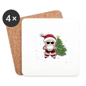 Teen Girls K-Pop Noël K Pop Père Noël - Dessous de verre (lot de 4) - blanc - Devant
