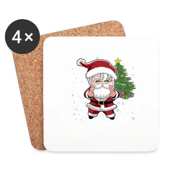 Oppa Santa Cool K-Pop Christmas Santa - Coasters (set of 4) - white - Front