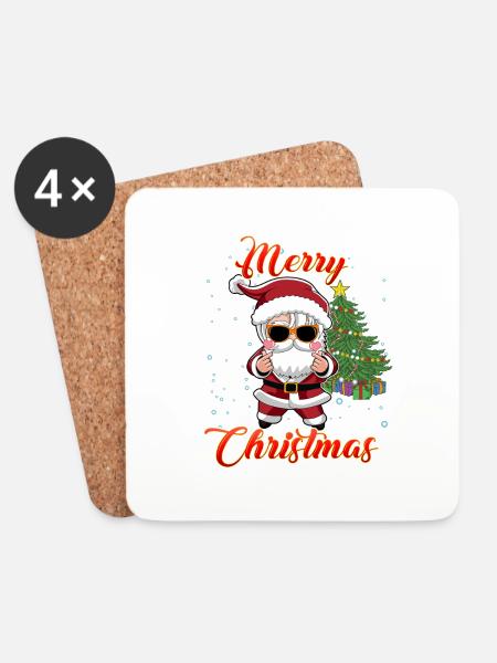 K-Pop Idol Weihnachtsmann Süßer Weihnachtsmann K Pop Weihnachten - Untersetzer (4er-Set) - Weiß