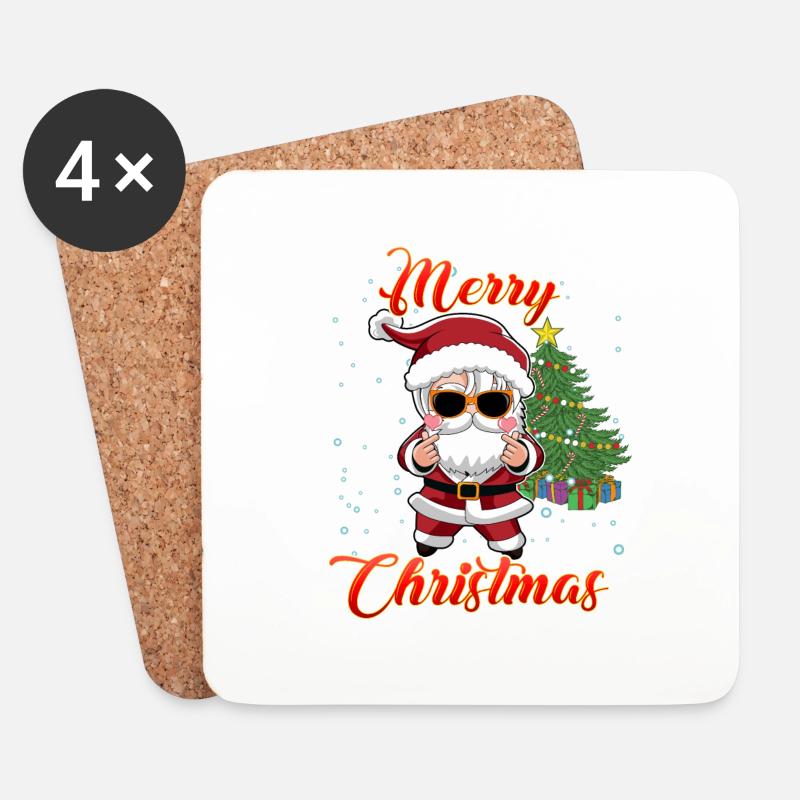 K-Pop Idol Weihnachtsmann Süßer Weihnachtsmann K Pop Weihnachten - Untersetzer (4er-Set) - Weiß