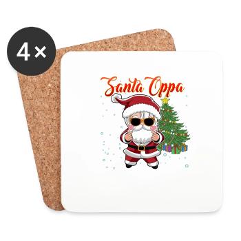 Cute Santa Oppa for Christmas K Pop - Coasters (set of 4) - white - Front
