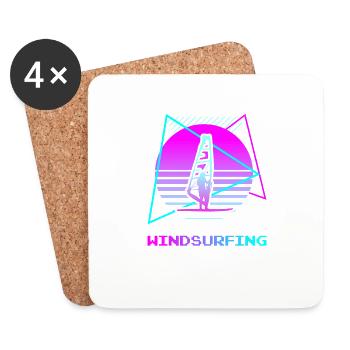 Retro Vintage Classic Windsurfing Windsurfer - Untersetzer (4er-Set) - Weiß - Vorne