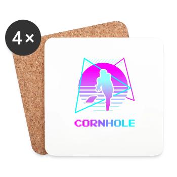 Retro Vintage Classic Cornhole Player - Dessous de verre (lot de 4) - blanc - Devant