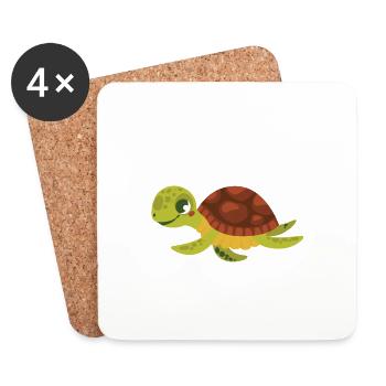 Funny Turtle Sea Turtle Sea Water - Coasters (set of 4) - white - Front