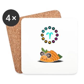Japanisches Sushi Lustiges Widder Zodiac Sushi Lover Wortspiel - Untersetzer (4er-Set) - Weiß - Vorne