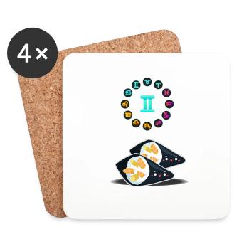 Japanese Sushi Funny Gemini Zodiac Sushi Lover Pun - Coasters (set of 4) - white - Front