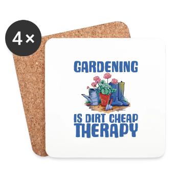Gardening Is Dirt Cheap Therapy 3 - Coasters (set of 4) - white - Front