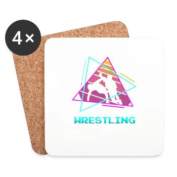 Retro Vintage Classic Wrestling Wrestler - Untersetzer (4er-Set) - Weiß - Vorne