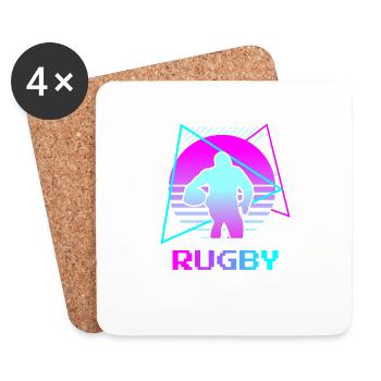 Joueur de rugby classique rétro vintage - Dessous de verre (lot de 4) - blanc - Devant