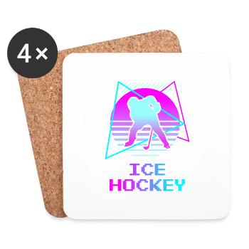 Joueur de hockey sur glace retro vintage classic - Dessous de verre (lot de 4) - blanc - Devant
