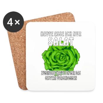 HEUTE ESSE ICH NUR SALAT - Untersetzer (4er-Set) - Weiß - Vorne