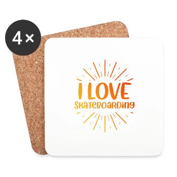 Ich Liebe Skateboard - Untersetzer (4er-Set) - Weiß - Vorne