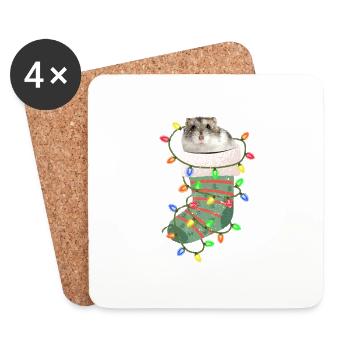 Hamster Weihnachten Pyjamas Socken Weihnachtsmann - Untersetzer (4er-Set) - Weiß - Vorne