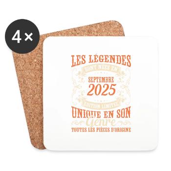 Anniversaire Vintage Idée Cadeau Septembre 2025 - Dessous de verre (lot de 4) - blanc - Devant