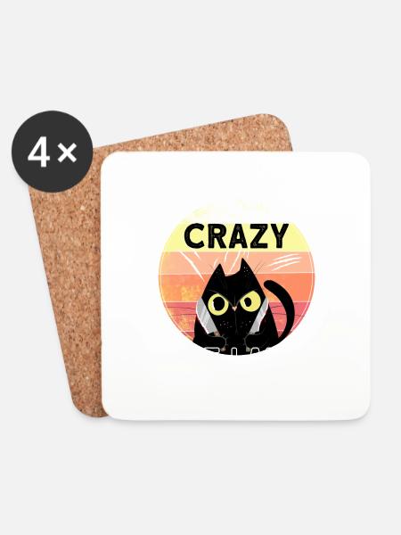 Crazy Cat Lady - Untersetzer (4er-Set) - Weiß