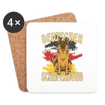DEUTSCHER SCHÄFERHUND - Untersetzer (4er-Set) - Weiß - Vorne