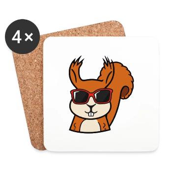 Squirrel with sunglasses Funny - Coasters (set of 4) - white - Front