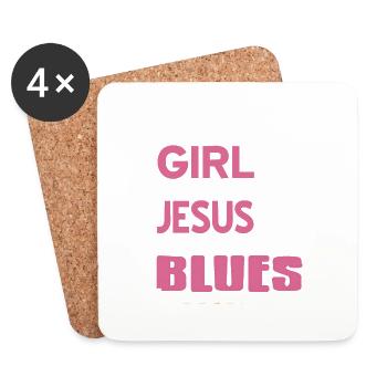 This Girl Runs On Jesus & Blues Cool Retro - Untersetzer (4er-Set) - Weiß - Vorne