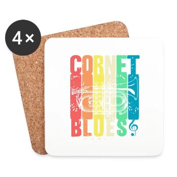 Retro Vintage Cornet BLUES Awesome Blues Lover - Coasters (set of 4) - white - Front
