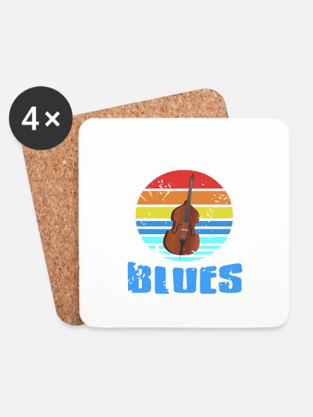 All That Bass And Blues Cool Retro Blues Lover - Coasters (set of 4) - white