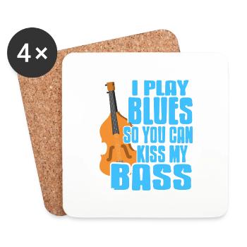 I Play Blues So You Can Kiss My Bass Retro Funny - Untersetzer (4er-Set) - Weiß - Vorne