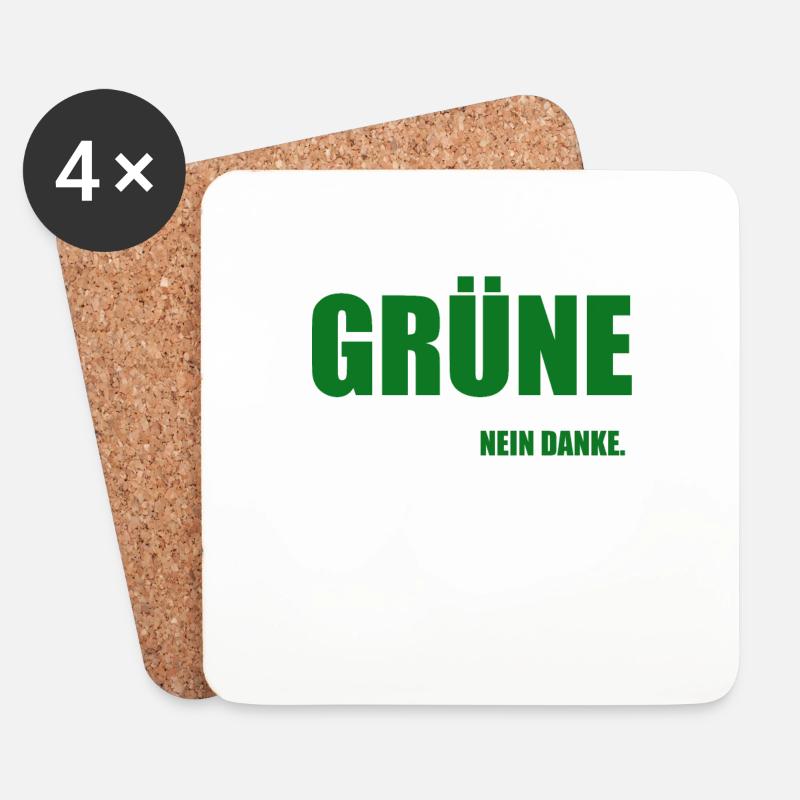 Grüne Nein Danke - Untersetzer (4er-Set) - Weiß