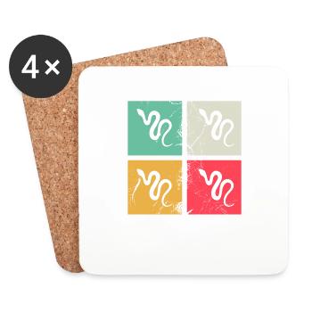Snake Retro Reptile Python Gift idea - Coasters (set of 4) - white - Front