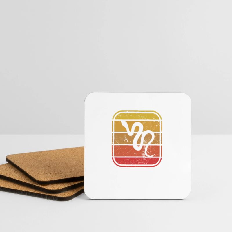 Snake Retro Reptile Python Idée cadeau Dessous de verre (lot de 4)