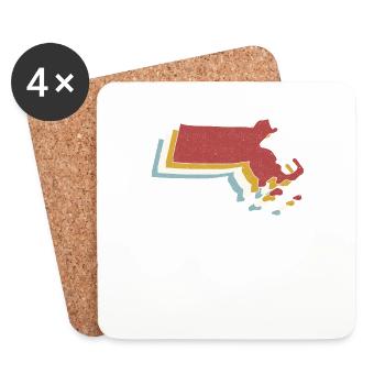 USA State - Vintage Map Massachusetts - Coasters (set of 4) - white - Front