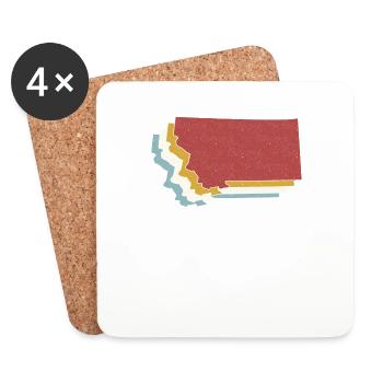 État des États-Unis - Carte vintage Montana - Dessous de verre (lot de 4) - blanc - Devant