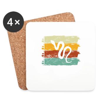 Snake Retro Reptile Python Gift idea - Coasters (set of 4) - white - Front