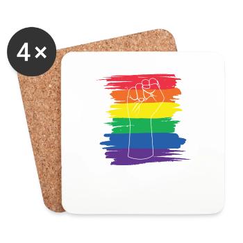 LGBTQ nonbinär bunt Regenbogen Fahne LGBTQ+ Pride - Untersetzer (4er-Set) - Weiß - Vorne