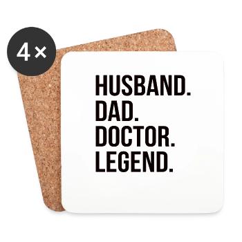 Papa Père Docteur Docteur Docteur Mari Légende - Dessous de verre (lot de 4) - blanc - Devant