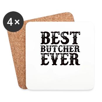 Boucher Boucherie Profession Drôle Dicton Cadeau - Dessous de verre (lot de 4) - blanc - Devant