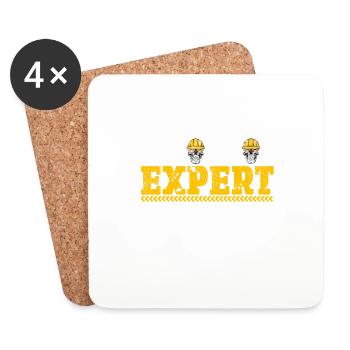 Abruch Experte mit Bauarbeiterhelm auf der - Untersetzer (4er-Set) - Weiß - Vorne