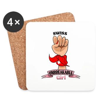 Fille suisse incassable I Héritage suisse I - Dessous de verre (lot de 4) - blanc - Devant