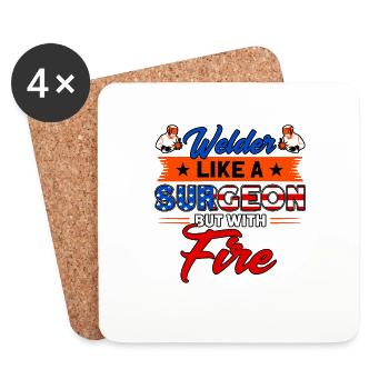 Welding Welder USA Patriotic Gift - Coasters (set of 4) - white - Front