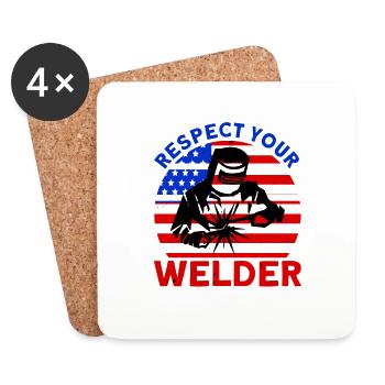 Welding Welder USA Patriotic Gift - Coasters (set of 4) - white - Front