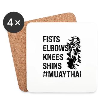 Muay Thai Fists Elbows Knees Shins Boxing Fighter - Untersetzer (4er-Set) - Weiß - Vorne