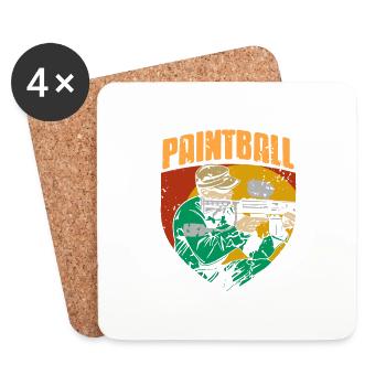 Awesome Retro Vintage PAINTBALL Player Designs - Coasters (set of 4) - white - Front