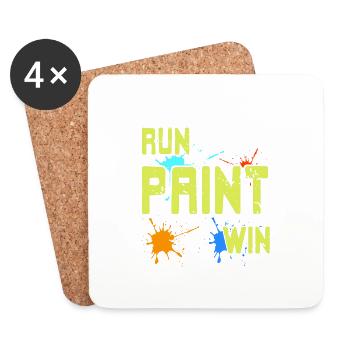 Run Paint Win Cool Retro Paintball Player T-Shirt - Coasters (set of 4) - white - Front
