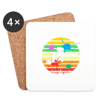 Retro Vintage Awesome Paintball Gun Baller Designs - Coasters (set of 4) - white - Front