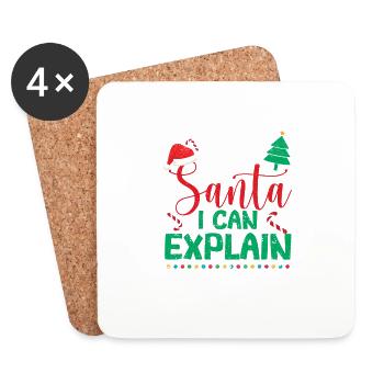 Cher Père Noël, je peux expliquer drôle - Dessous de verre (lot de 4) - blanc - Devant