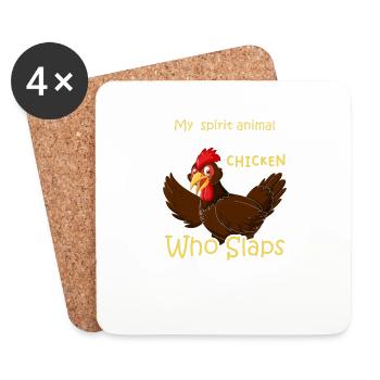 Animal Poulet Poulet Poulet Coq - Dessous de verre (lot de 4) - blanc - Devant